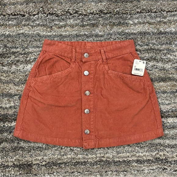 Free People Dresses & Skirts - Free People Rust Corduroy Button-Front Mini Skirt